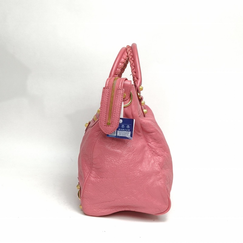 BALENCIAGA CLASSICVELO34機車包粉色羊皮金扣-1