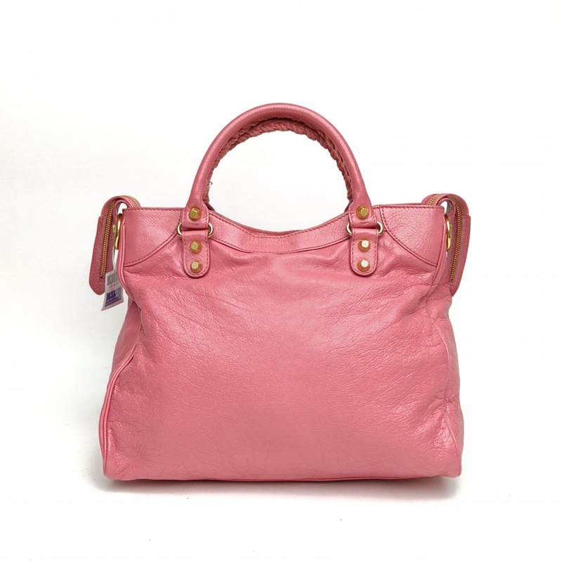 BALENCIAGA CLASSICVELO34機車包粉色羊皮金扣-2