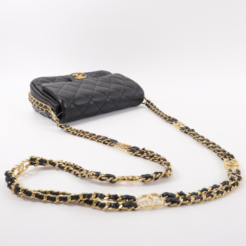 CHANEL 牛皮皮革22P Mini Flap Bag鏈帶肩背袋-8