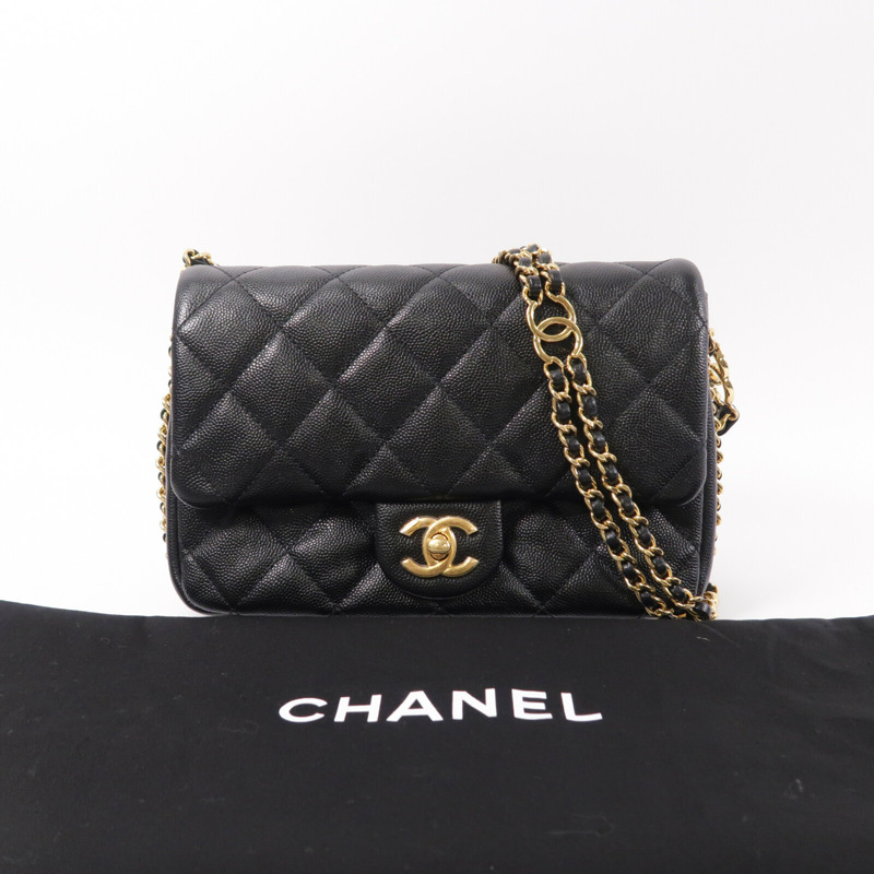 CHANEL 牛皮皮革22P Mini Flap Bag鏈帶肩背袋-9