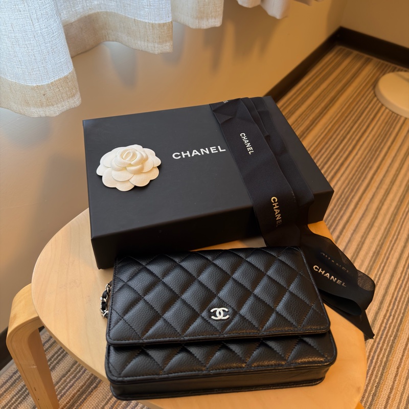 Chanel 經典WOC 黑銀荔枝牛皮 （晶片款）-17