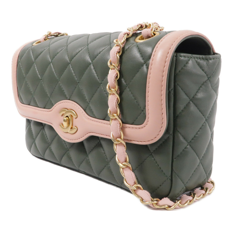 CHANEL 羊皮皮革Two-Tone Cuba Flap Bag鏈帶肩背袋-2