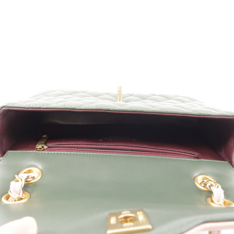 CHANEL 羊皮皮革Two-Tone Cuba Flap Bag鏈帶肩背袋-4