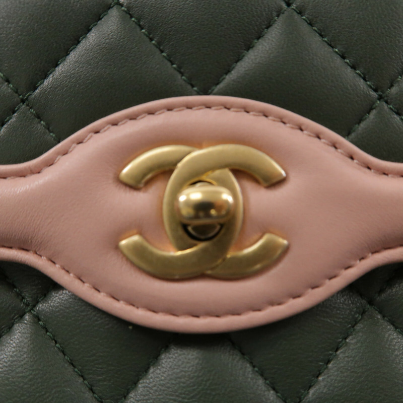 CHANEL 羊皮皮革Two-Tone Cuba Flap Bag鏈帶肩背袋-5