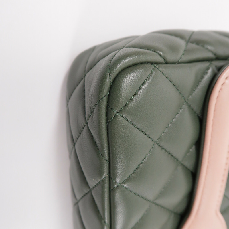 CHANEL 羊皮皮革Two-Tone Cuba Flap Bag鏈帶肩背袋-13