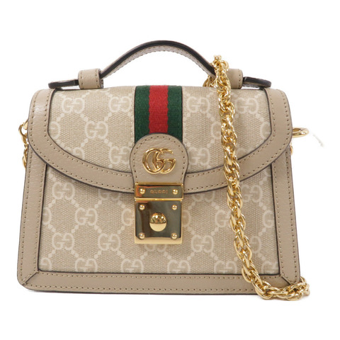 GUCCI 塗層帆布Ophidia GG Mini鏈帶手挽肩背兩用袋