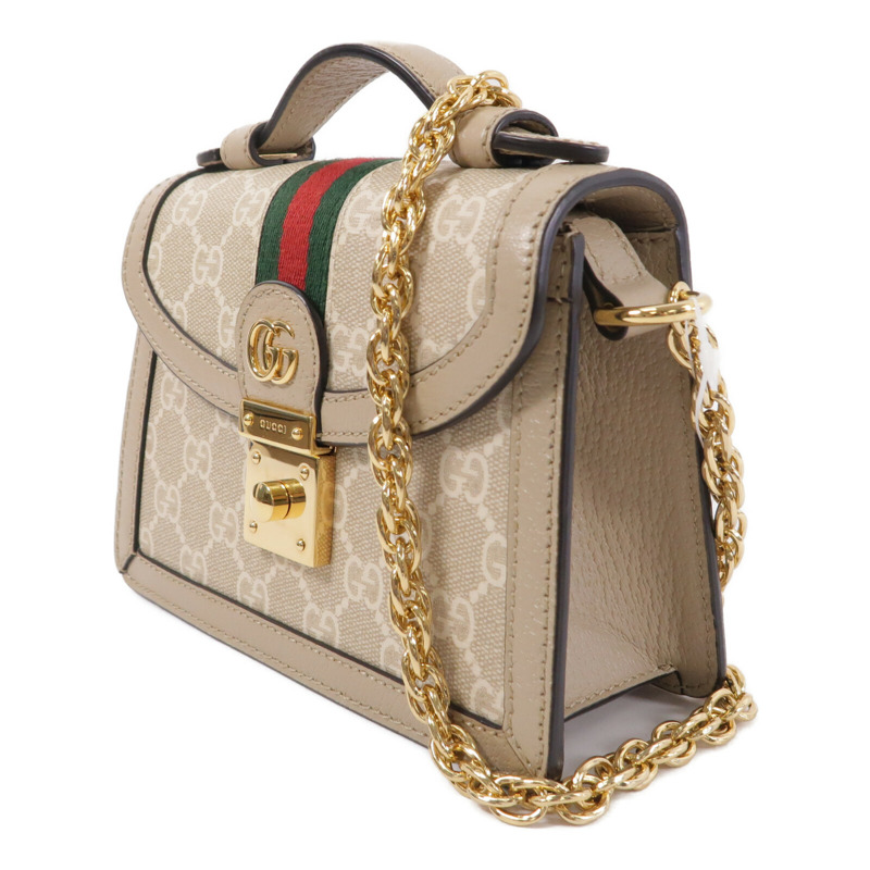 GUCCI 塗層帆布Ophidia GG Mini鏈帶手挽肩背兩用袋-2