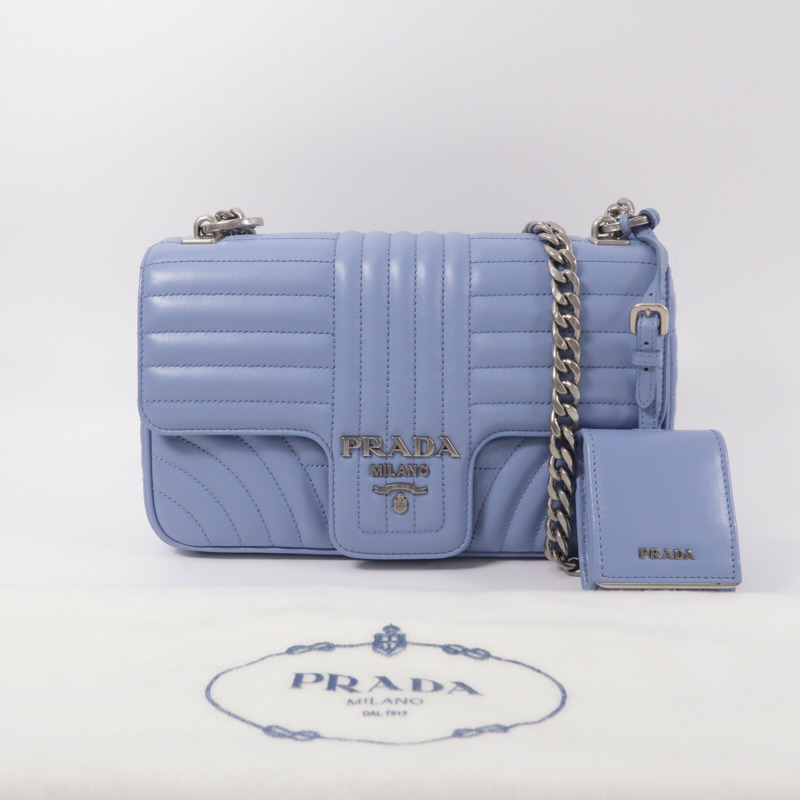 PRADA 牛皮皮革Chain Shoulder Bag鏈帶肩背袋-9