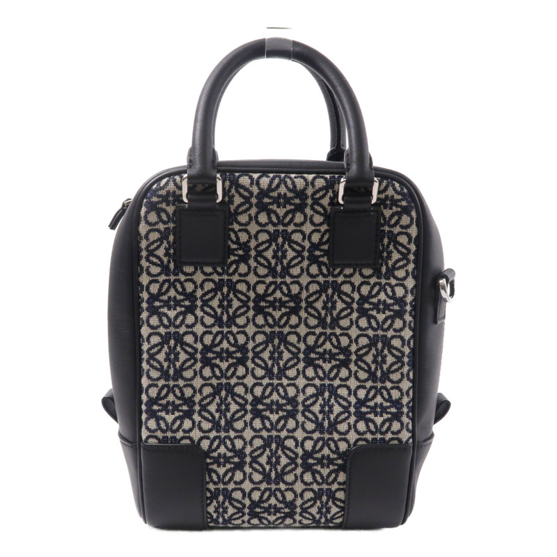 LOEWE 牛皮皮革/帆布Anagram Amazona 15手挽肩背兩用袋-1