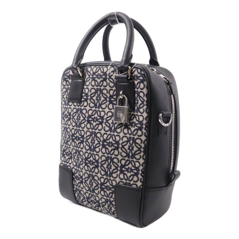 LOEWE 牛皮皮革/帆布Anagram Amazona 15手挽肩背兩用袋-2