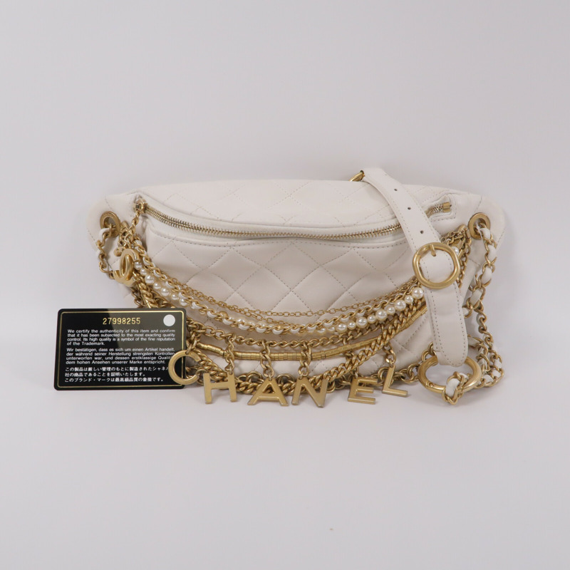 CHANEL 牛皮皮革All About Chains Waist Bag腰包-11