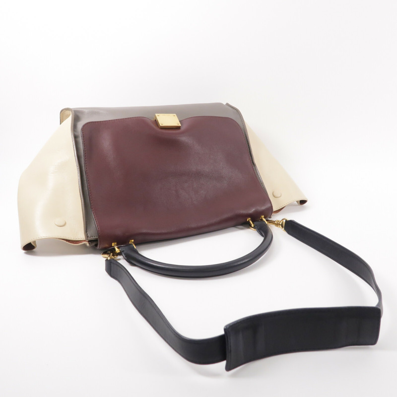 CELINE 牛皮皮革2 Way Shoulder手挽肩背兩用袋-8