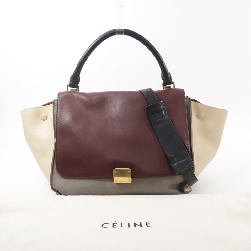 CELINE 牛皮皮革2 Way Shoulder手挽肩背兩用袋-9