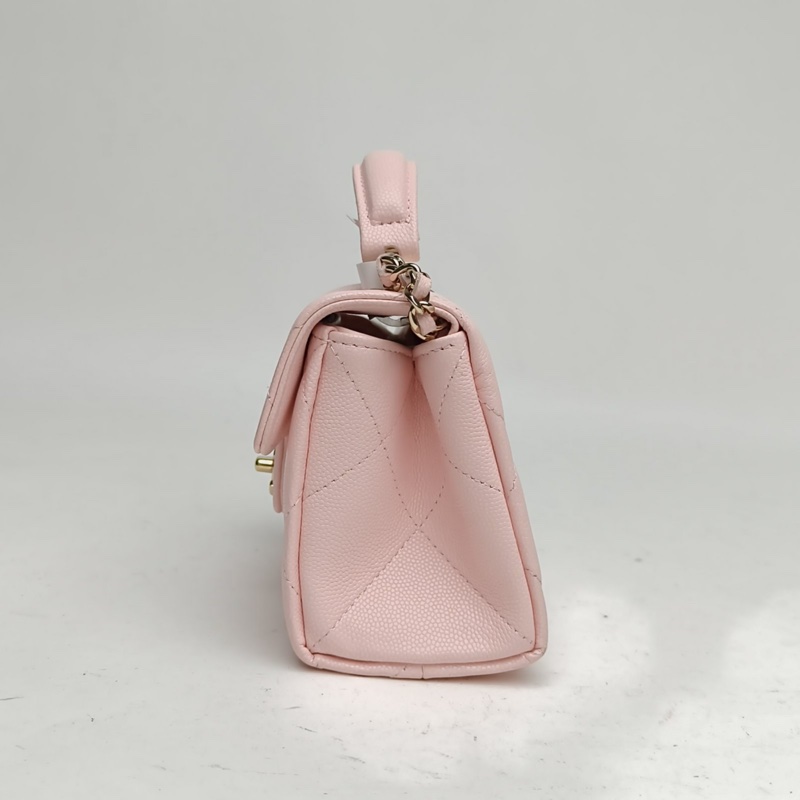 CHANEL 25S牛奶盒子包粉色荔枝牛皮鐳射標金扣-1