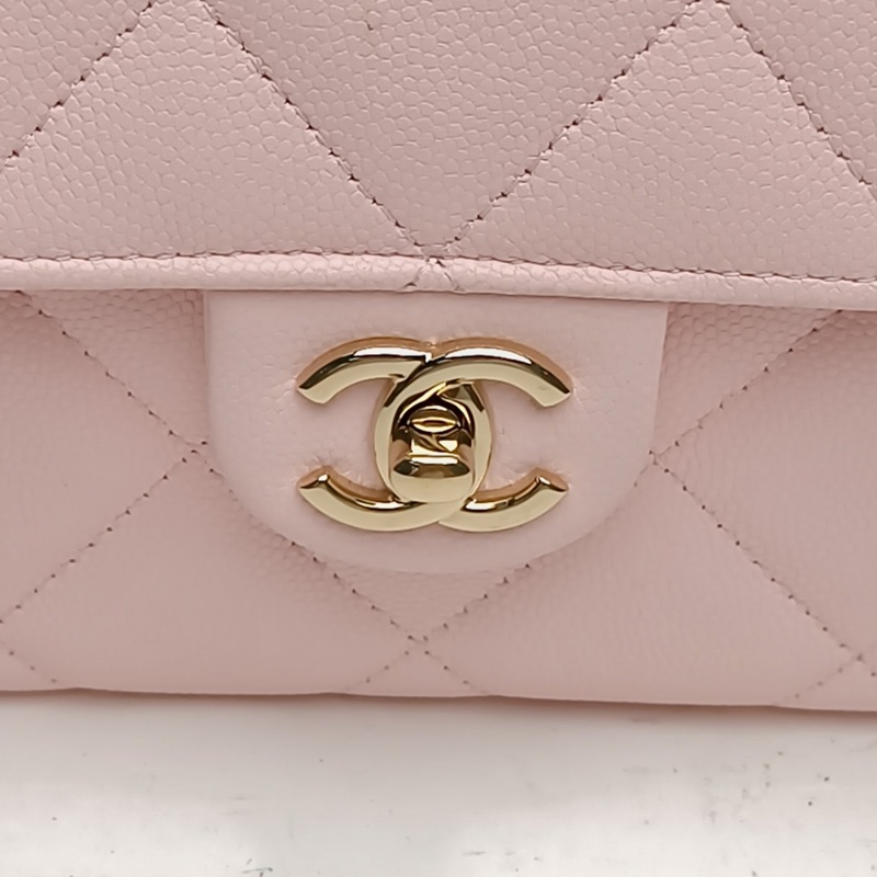 CHANEL 25S牛奶盒子包粉色荔枝牛皮鐳射標金扣-4
