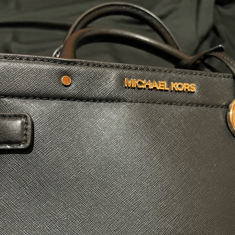 MICHAEL KORS金釦皮革黑手提包 側背包-21