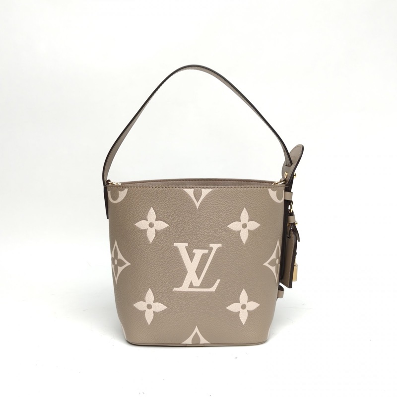 LOUIS VUITTON ALLINBB老花壓紋大象灰牛皮金扣晶片肩背包-2