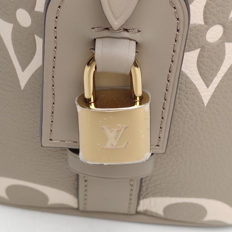 LOUIS VUITTON ALLINBB老花壓紋大象灰牛皮金扣晶片肩背包-4