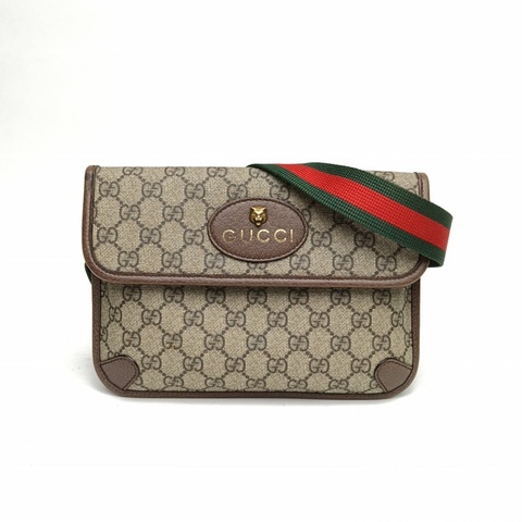 GUCCI NeoVintage虎頭腰包烏木色PVC金扣