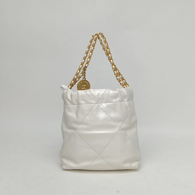 CHANEL 22BagTote托特包Mini白色牛皮晶片金扣-2