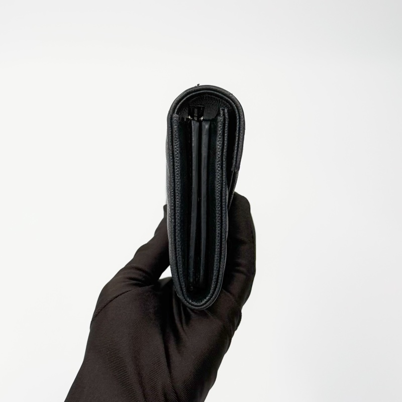 YSL Saint Laurent 經典黑銀魚子醬牛皮信封長夾|✨Wisher惟奢名品✨-3