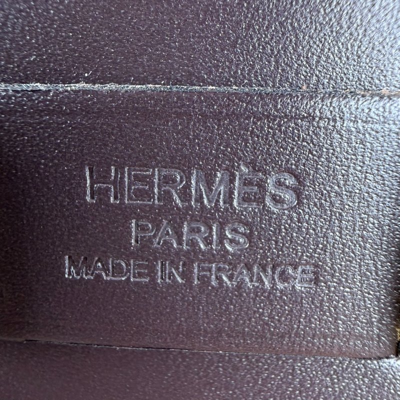 近新閒置未使用 HERMES 愛馬仕 Mini Herbag 20 帆布X牛皮 烏木色金釦 斜背包 W刻 大全配 台灣購證-12