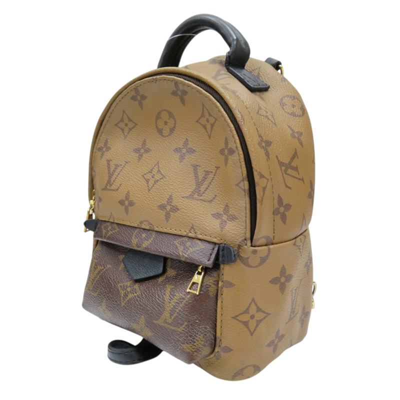 棕色 原花 PVC塗層帆布 Palm Springs mini 後背包【LOUIS VUITTON LV 路易威登】 M42411-2