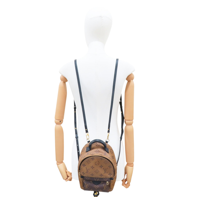 棕色 原花 PVC塗層帆布 Palm Springs mini 後背包【LOUIS VUITTON LV 路易威登】 M42411-8