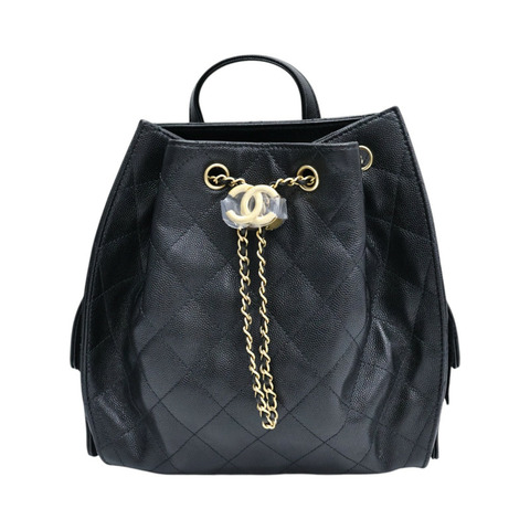 黑色 荔枝紋牛皮 25 Backpack 後背包【CHANEL 香奈兒】 AS5600
