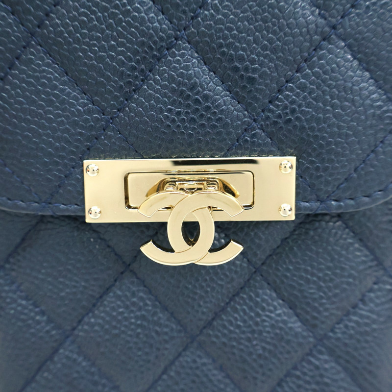 藍色 牛皮 Gold Class 手機包 肩背包 金釦 (無卡)【CHANEL 香奈兒】 A84051-3