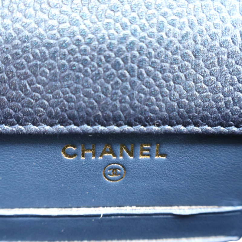 藍色 牛皮 Gold Class 手機包 肩背包 金釦 (無卡)【CHANEL 香奈兒】 A84051-4