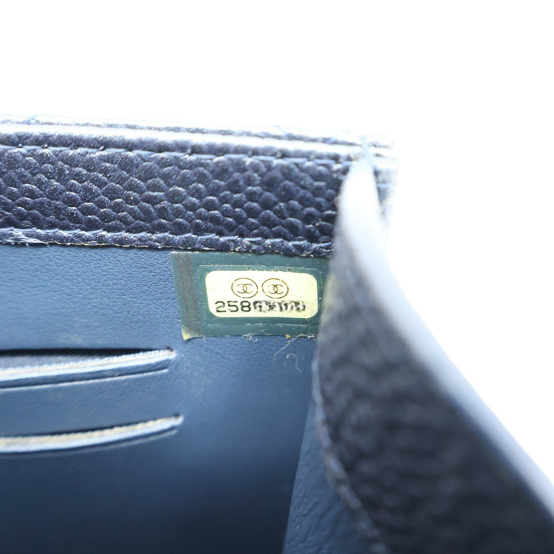 藍色 牛皮 Gold Class 手機包 肩背包 金釦 (無卡)【CHANEL 香奈兒】 A84051-5