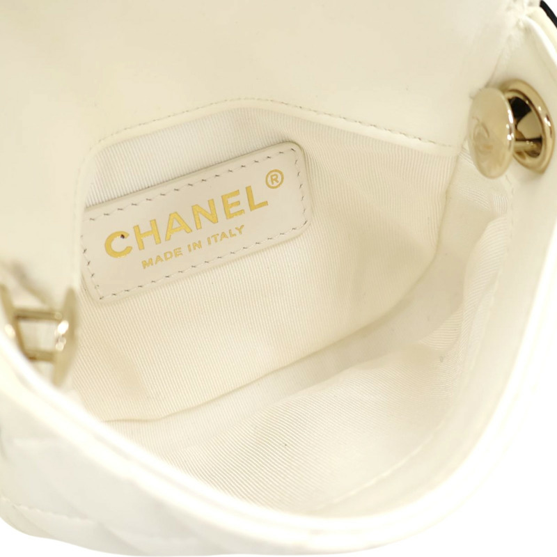 白/黃色 菱格紋 羊皮 NOVO BOLSA DOUBLE MINI FLAP 無卡 變色【CHANEL 香奈兒】 AS0649-3