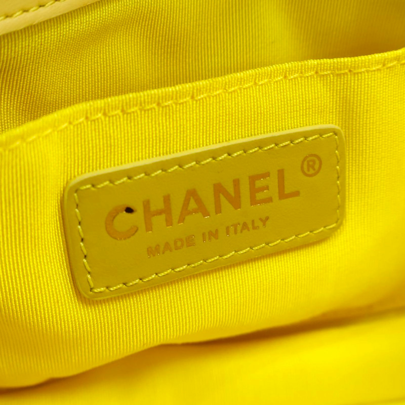 白/黃色 菱格紋 羊皮 NOVO BOLSA DOUBLE MINI FLAP 無卡 變色【CHANEL 香奈兒】 AS0649-4