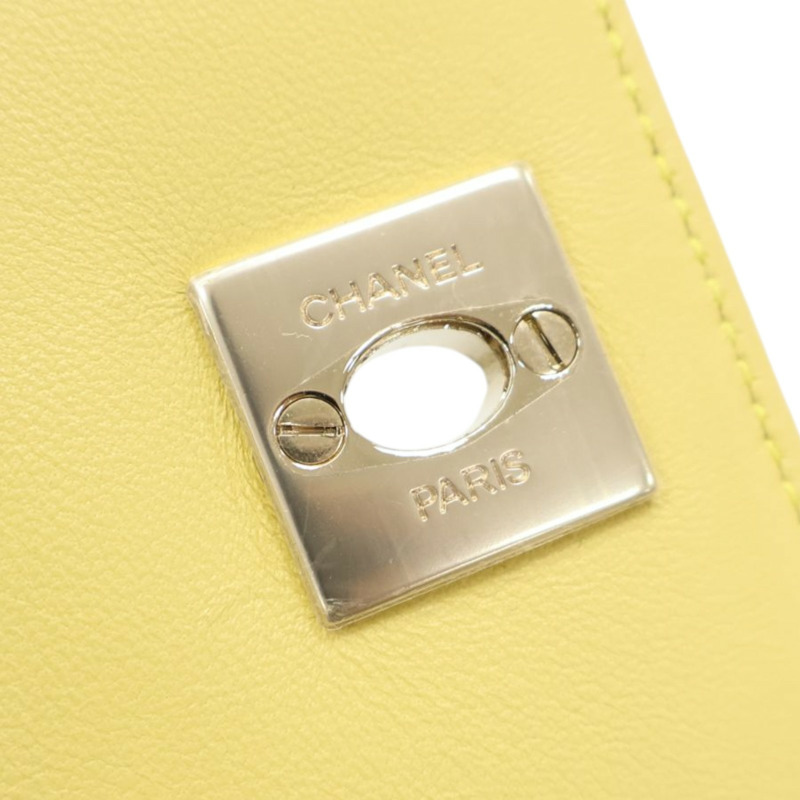 白/黃色 菱格紋 羊皮 NOVO BOLSA DOUBLE MINI FLAP 無卡 變色【CHANEL 香奈兒】 AS0649-9
