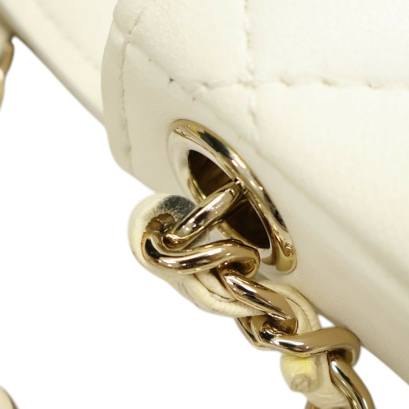 白/黃色 菱格紋 羊皮 NOVO BOLSA DOUBLE MINI FLAP 無卡 變色【CHANEL 香奈兒】 AS0649-14