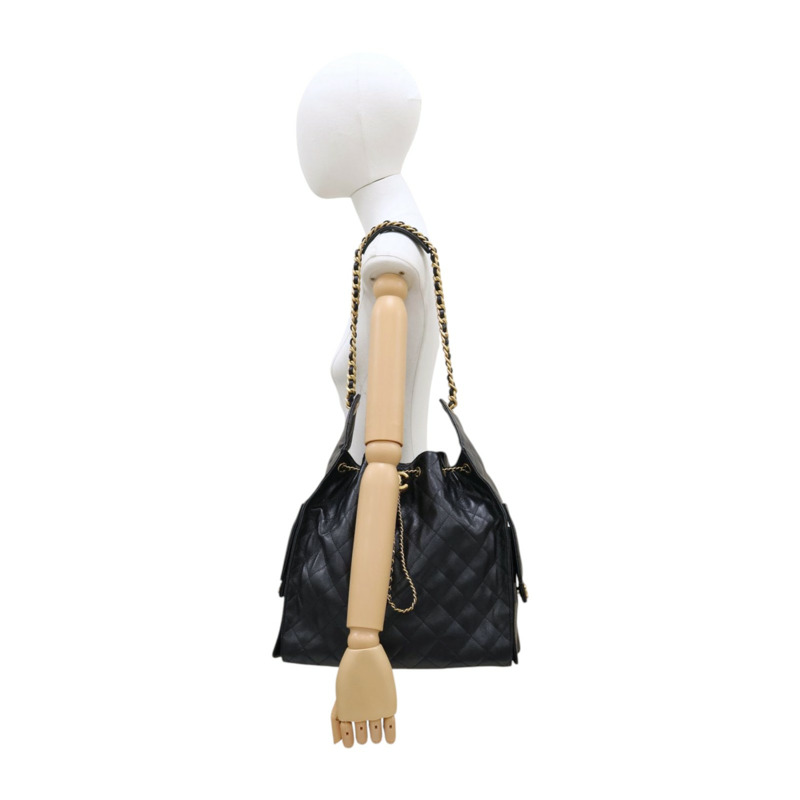 黑色 菱格紋 牛皮 25 中型 鍊帶 肩背包【CHANEL 香奈兒】 AS5311-9