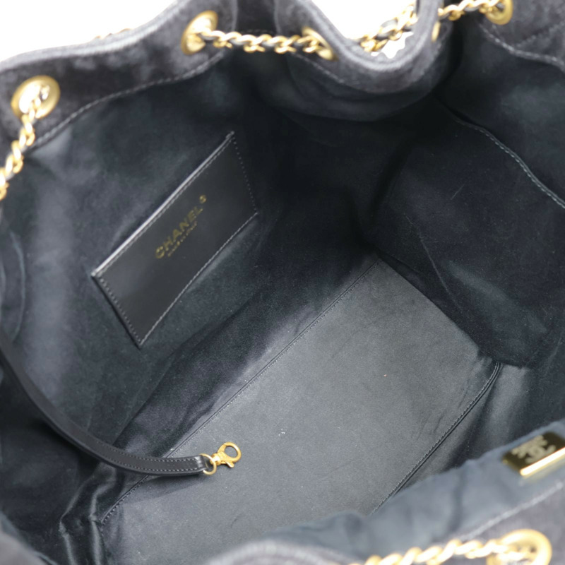 黑色 丹寧 25 中型 鍊帶 肩背包【CHANEL 香奈兒】 AS5311-2
