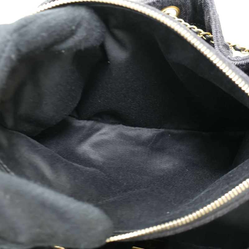 黑色 丹寧 25 中型 鍊帶 肩背包【CHANEL 香奈兒】 AS5311-3