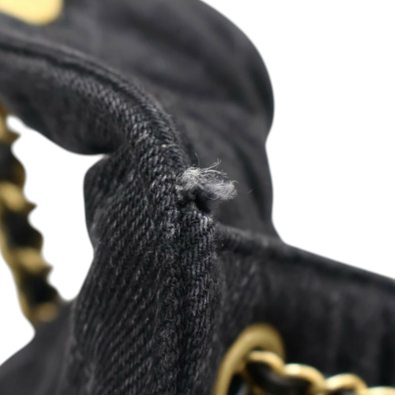 黑色 丹寧 25 中型 鍊帶 肩背包【CHANEL 香奈兒】 AS5311-12