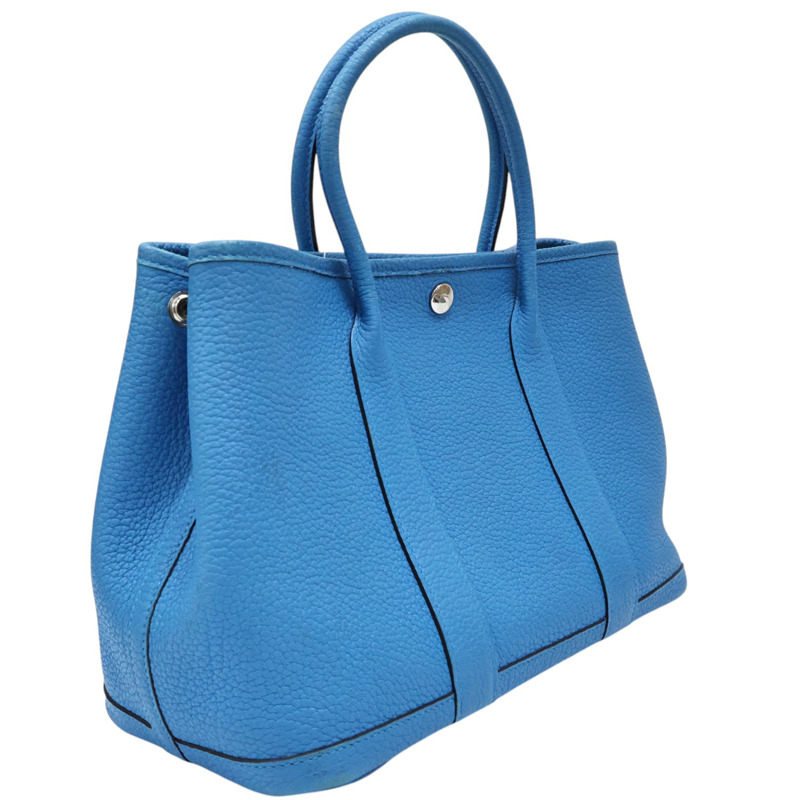 島嶼藍色 Negonda牛皮 Garden Party 30CM 手提包 X刻【HERMES 愛馬仕】-1