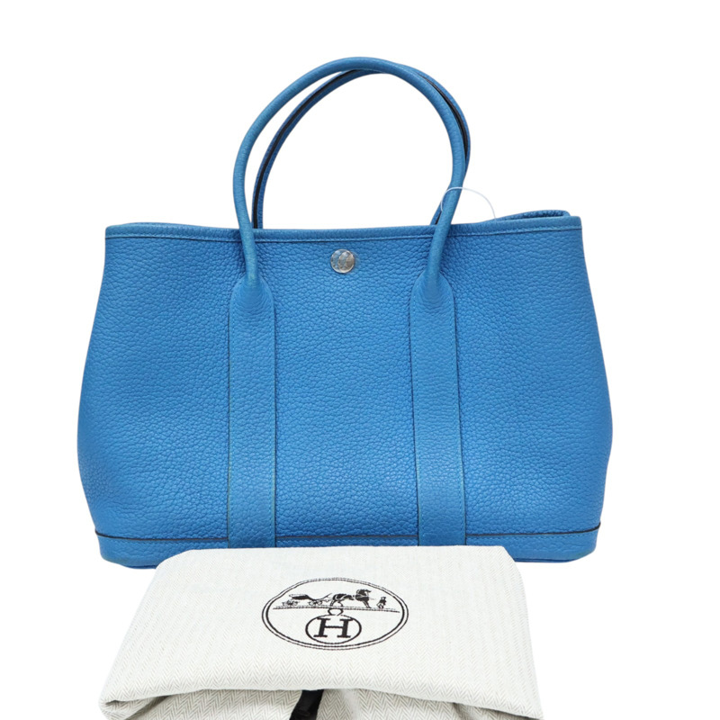 島嶼藍色 Negonda牛皮 Garden Party 30CM 手提包 X刻【HERMES 愛馬仕】-6