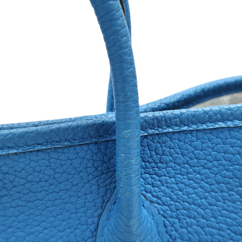 島嶼藍色 Negonda牛皮 Garden Party 30CM 手提包 X刻【HERMES 愛馬仕】-13