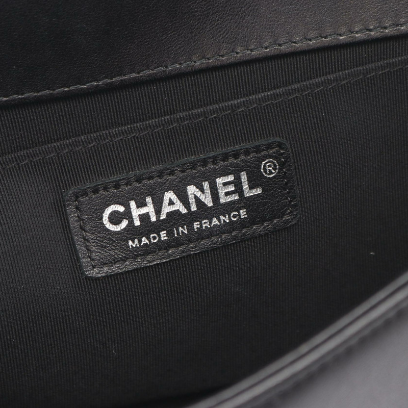 香奈兒 Boy Chanel V 縫線鏈條單背包 A67086 黑色皮革 SHW 二手-3