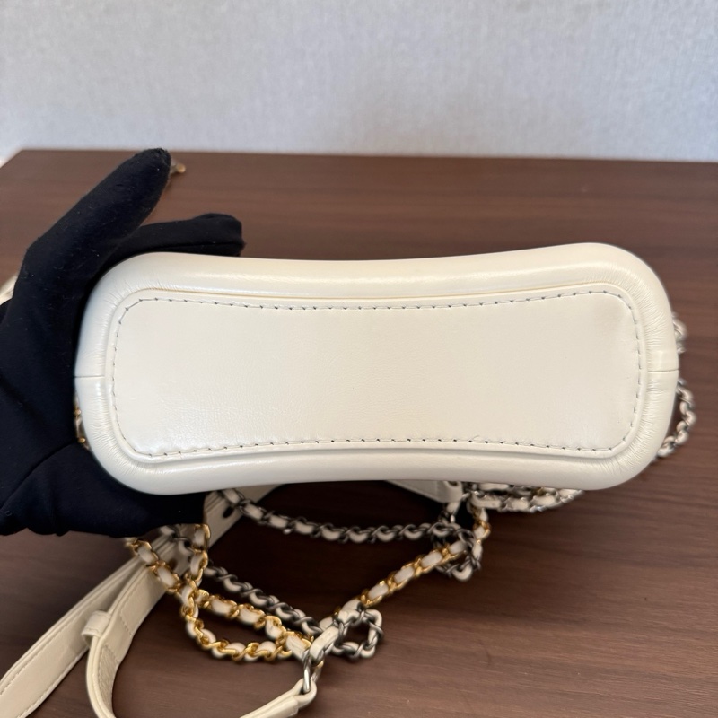 99新✨Chanel香奈兒19K流浪包小號雪地系列白色蕾絲鏤空字母寬肩帶鏈條包單肩包斜背包❤️正品-4