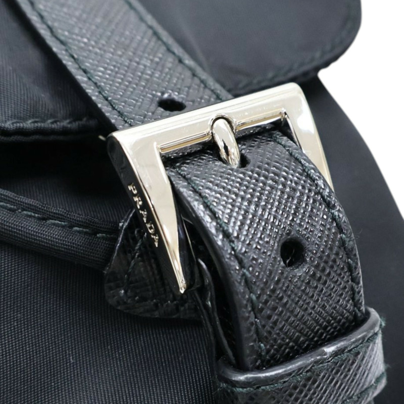 黑色 尼龍 Re-Nylon min 中型 後背包 附化妝袋【PRADA普拉達】 1BZ811-9