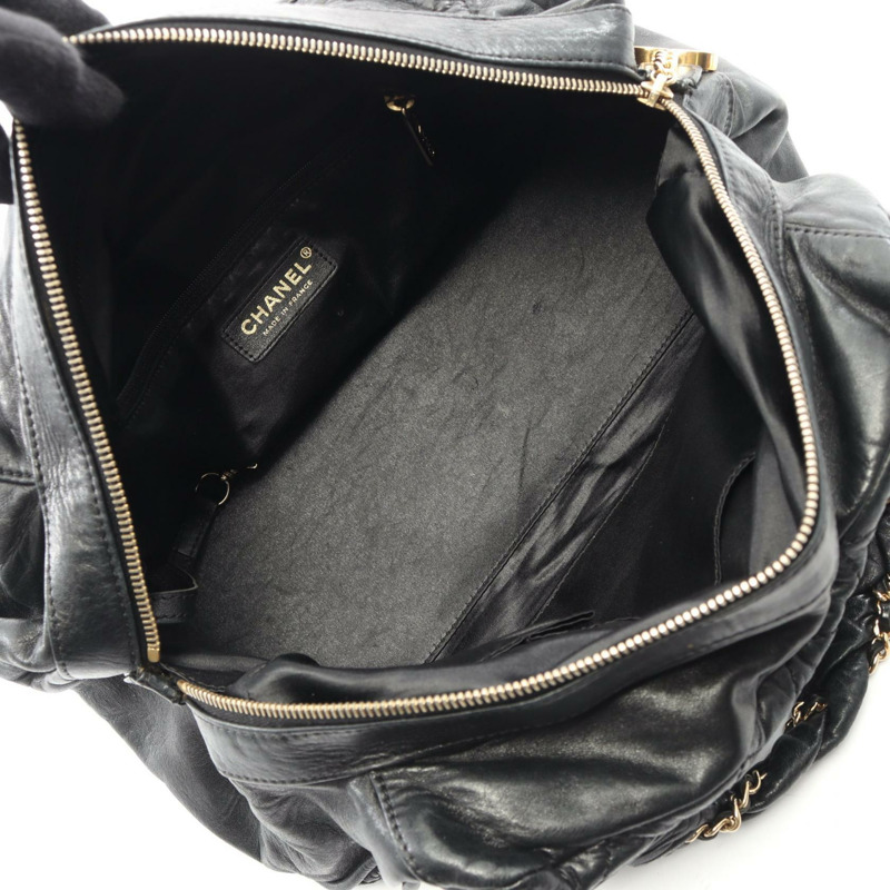 香奈兒 (CHANEL) 絎縫手提單肩包,羊皮材質,黑色,金色五金,二手 CC-2