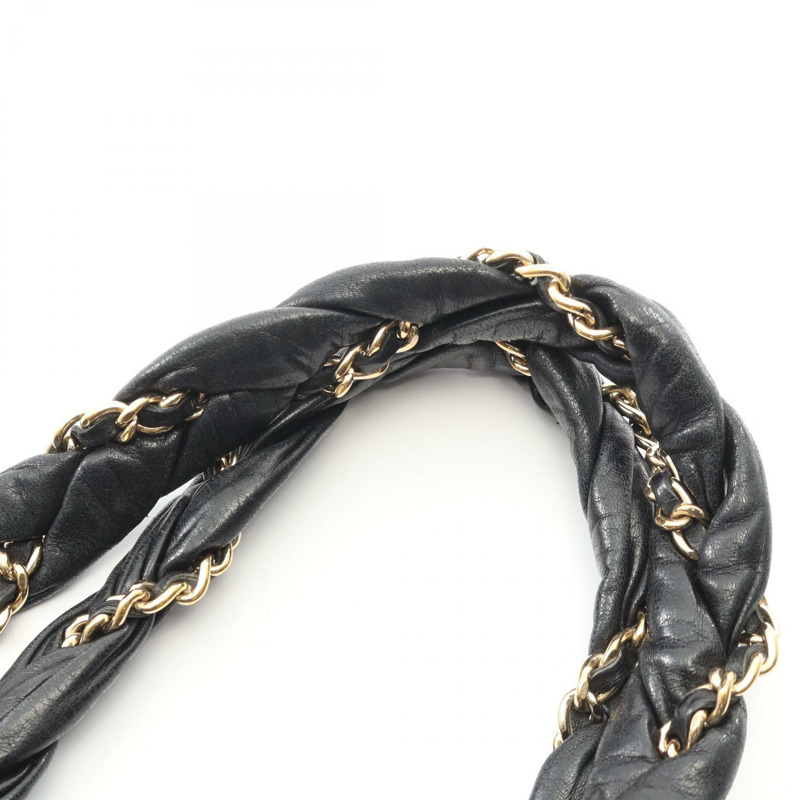 香奈兒 (CHANEL) 絎縫手提單肩包,羊皮材質,黑色,金色五金,二手 CC-6