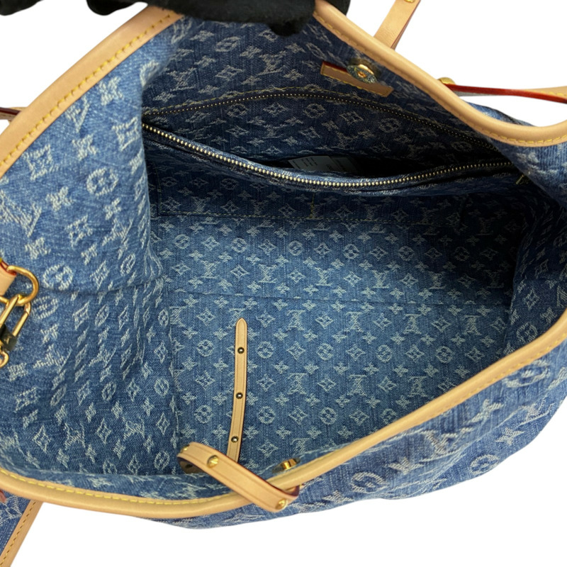 藍色 丹寧原花 Carry All MM 肩背包【LOUIS VUITTON LV 路易威登】 M46855-2