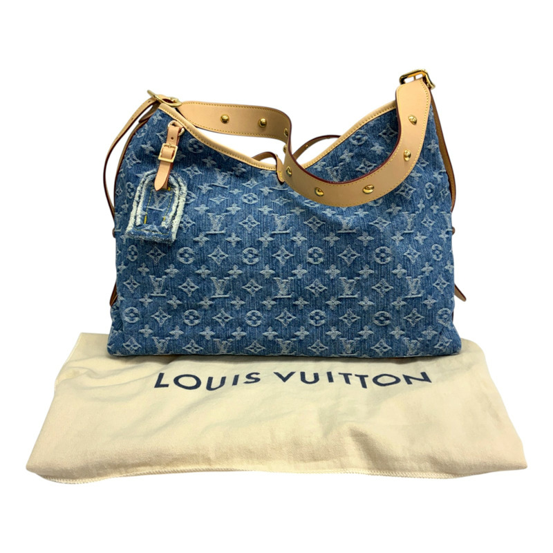 藍色 丹寧原花 Carry All MM 肩背包【LOUIS VUITTON LV 路易威登】 M46855-7
